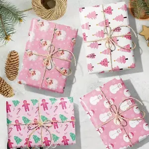 12 Christmas Gift Wrapping Papers, Snowman Gingerbread Heart Balloon Designs, Soft Winter Theme Snowflakes, Elegant Packaging Paper, Gift Decoration