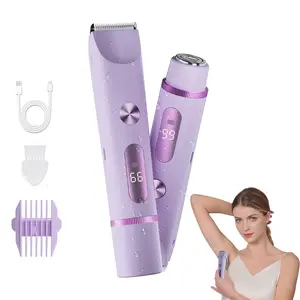 Women's 2-in-1 Hair & Bikini Trimmer - Digital Display, USB Charging Cable, Dual Heads for Precise Trimming, Styling, Body & Facial Hair Removal