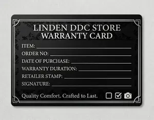 LINDEN DDC STORE - WARRANTY CARD - For Flag Product.