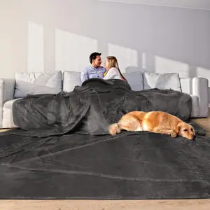 Oversized 120x120 Inches (10'x10') Giant Soft Extra Large Blanket Fits Whole Family for Bed Sofa Travel Camping Indoor Outdoor, Dark Grey