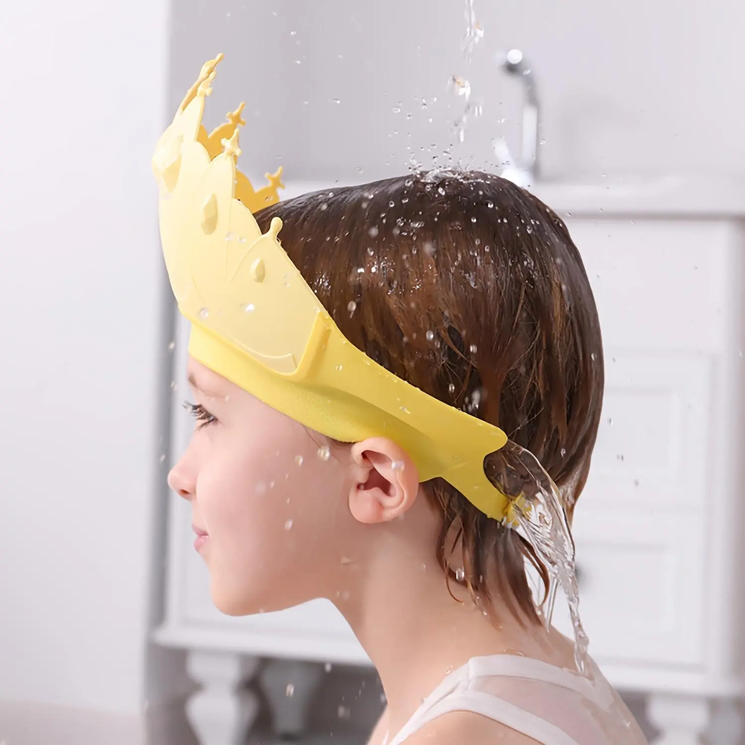 Crown Design Shampoo Water-proof Cap, Comfort Ear Protection Shower Hair Washing Cap, Baby Bath Supplies, Toddler Shower Cap, Shower Caps