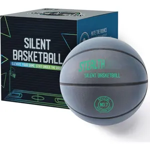 Silent Basketball Size 7 (29.5") Grooved Airless Indoor Basketball for Quiet Dribbling and ,  PU  Real Feel, Higher Bounce, Quieter  Box Included