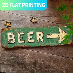 2D Flat, 1pc, Retro"BEER" Metal Sign, Aluminum Decorative Wall Sign, 15.7X3.9 Inches, Pre-Drilled, Easy to Hang - Perfect for Home Decoration, Kitchens, Farmhouses, Porches, Gothic Wall Decoration. Unique Gifts for Friends And Family. 2D Flat
