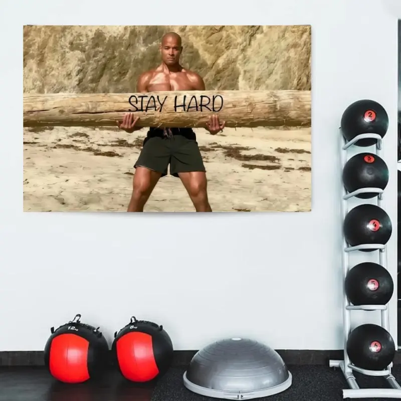 Gold Trident Stay Hard David Goggins Motivational Tapestry, Home Wall Hanging, Gym Banner, Home Decor Gift for Friends, Full Print