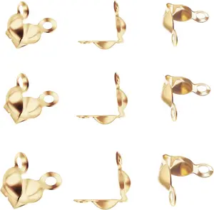 150 count 18K  Plated Clamshells Crimp Bead Tips Knot Covers for DIY Crafting  Making, 3 Sizes