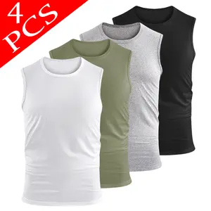 4-pcs,Men's Quick Dry Sleeveless Tank Top - Soft Breathable Fitted Workout Tank for Gym, Fitness, Summer Casual Wear