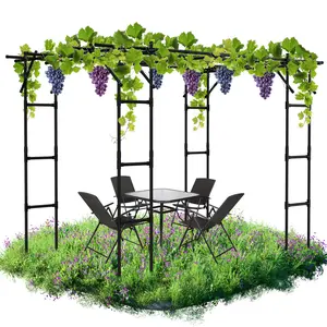 Lilypelle Large Outdoor Garden Arch Trellis, 87" H x 118" L x 79" W Large Tall Grape Vine Support, Arch Arbor Trellis Plastic-Coated Metal Vine Trellis, for Climbing Plants Vineyard Patio Lawn Yard Garden Decoration