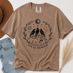 Comfort Colors Support Your Local Murder Shirt for Crow Lovers, Nature Lovers, Funny Crow Shirt, Goblincore Shirt, Lunar Phase Shirt - TrendWear USA