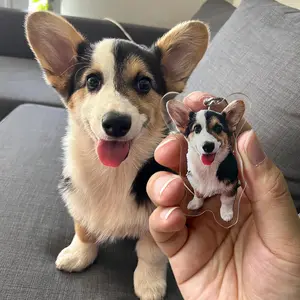 Custom Photo Keychain, Personalized Pet Portrait Keyring, Custom Acrylic Charm, Full-Color Logo Printing Ornaments, Christmas Gift For Her Him