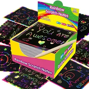 Rainbow Scratch Paper Art Notes: Kids Valentines Day Crafts Gifts Age 4 5 6 7 8 9 10 Years Old Girls Boys Toys Students Classroom Prizes School Activities Easter Basket Stuffers Essentials