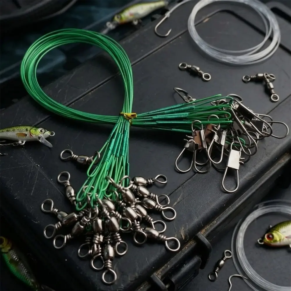 Professional Fishing Leader Line Kit 30LB Strength Anti-Tangle Coated Wire  with Swivel Snap Connectors for Saltwater Freshwater Tackle, 2 Color  Options - TikTok Shop