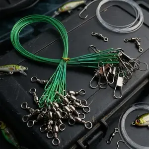 Professional Fishing Leader Line Kit 30LB Strength Anti-Tangle Coated Wire with Swivel Snap Connectors for Saltwater Freshwater Tackle, 2 Color Options