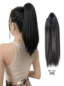 1pc of Messy Short Straight Ponytail Synthetic Hair Extension with a Claw Clip, Perfect for Creating a Messy Bun Hairstyle for Women.Natural Look for Everyday & Special Occasions, Ponytail Accessories, Sleek Hairpiece, Natural Fake Ponytail