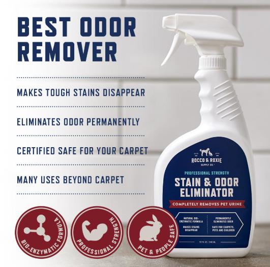 Rocco & Roxie Stain & Odor Eliminator for Strong Odor, 32oz Enzyme Pet Odor Eliminator for Home Cleaning, Carpet Stain Remover for Cats & Dog Pee, Enzymatic Cat Urine Destroyer, Carpet Cleaner Spray Removal Litter