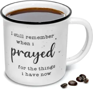 MAINEVENT I Remember When I Prayed for the Things That I Have Now 11 Ounces Ceramic Coffee Mug, Inspirational Sayings Farmhouse Christian Mug Gift Ideas Coffee Mugs Main Event USA