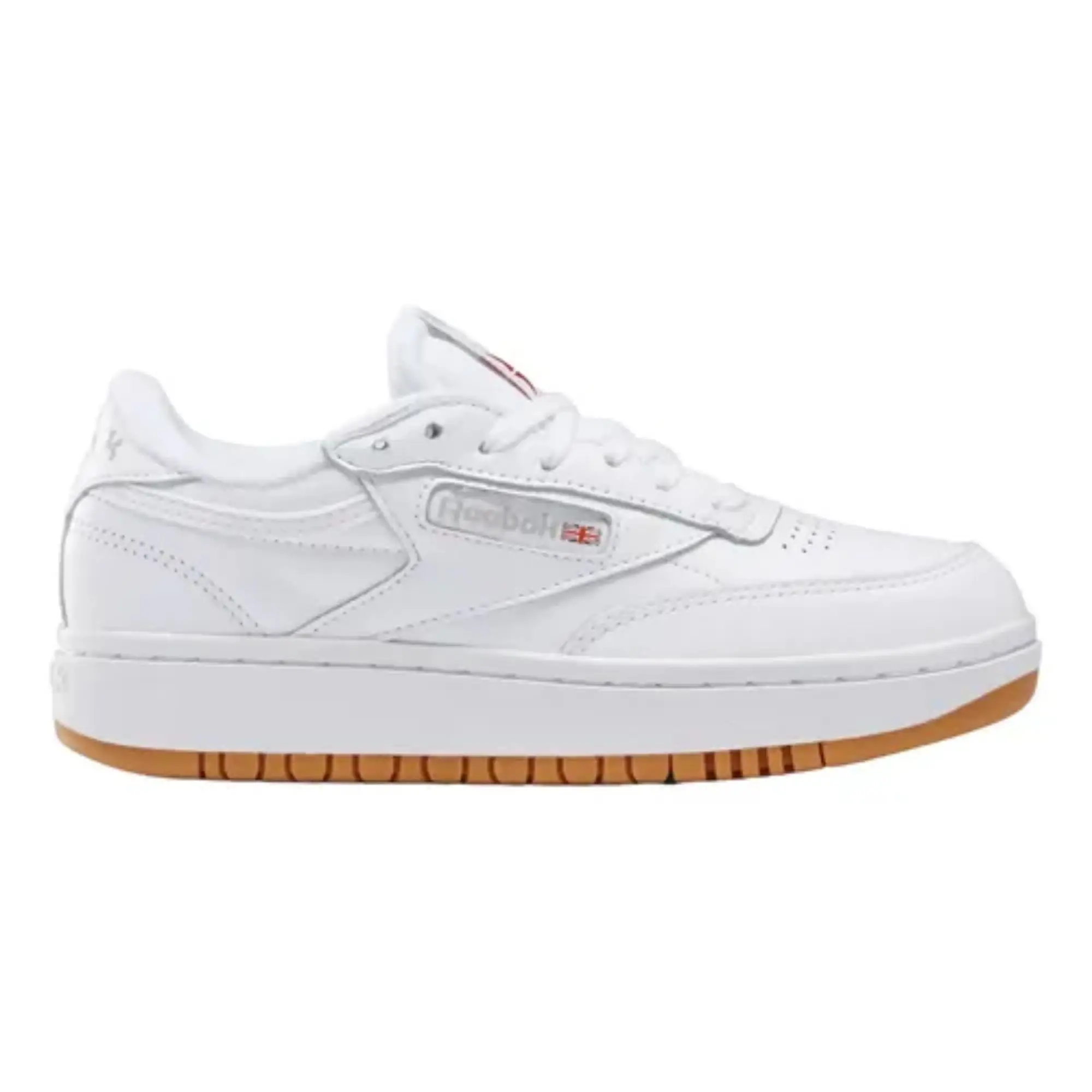 Reebok Women's Club Classic Double White Gum Sneakers – Classic Low-Top Lifestyle Shoes with Premium Leather Upper, Iconic Reebok Branding, Comfortable Cushioning, Durable Gum Rubber Outsole, Clean Minimalist Design, and Everyday Casual Streetwear Style