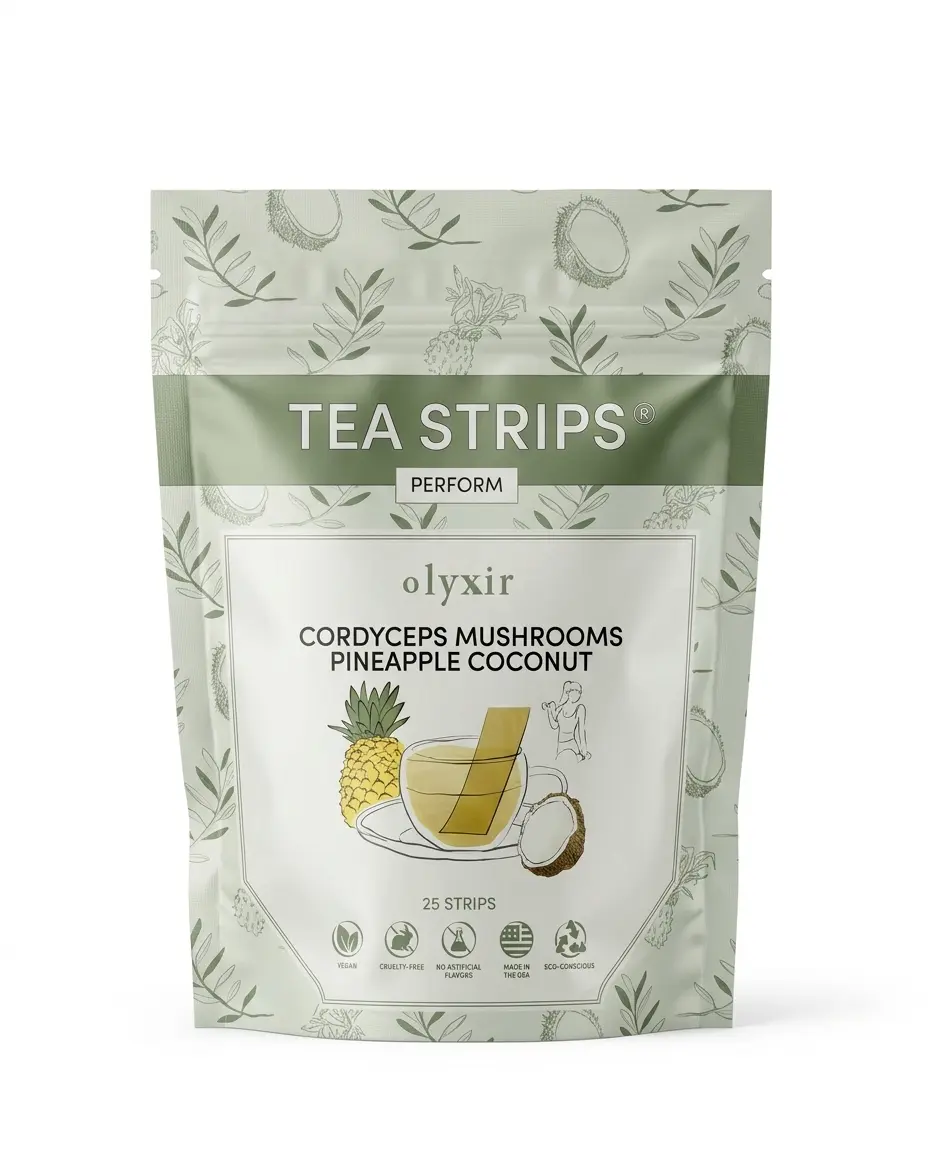 Perform Tea Strips | Cordyceps Mushrooms Pineapple Coconut Tea Strips | Makes 25 Cups of Tea