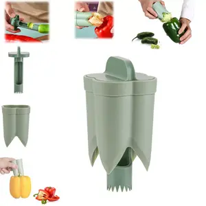 Apple Corer & Pepper Seed Corer Remover | 2-in-1 Fruit & Vegetable Corer and Cave Tool | Apple Corer with Serrated Edges | Ergonomic Handle for Kitchen Use