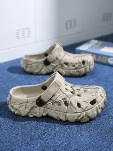 Men's Camouflage Hiking Shoes, Adjustable Velcro Thick Sole Sandals, Breathable Mesh Water Resistant Beach Shoes, Multiple Colors Available