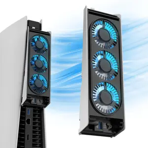 PS5 Cooling Fan, PS5 Accessories Upgraded Quiet Cooler Fan with LED Light & USB 3.0 Hubs, Efficient Cooling Station for PlayStation 5 Disc/Digital Edition