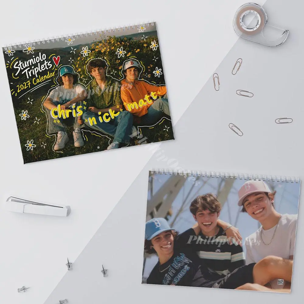 Sturniolo Triplets Wall Calendar 2027 Calendar for Fan Lover 270gsm Premium Paper 11x8.5 & 14x11.5 Inches Eco-Friendly Design Desk Calendar Wall Planner