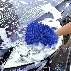 1 Pack/3 Packs Car Detailing Gloves, Wash Car Gloves, Chenille Car Cleaning Gloves, Caterpillar Chenille Car Polishing Gloves