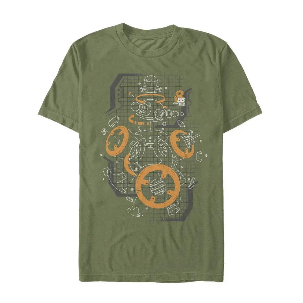 Men's Star Wars The Last Jedi BB-8 Deconstructed View Short-Sleeve Round Neck Casual Fashion Menswear T-Shirt
