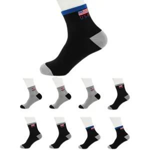 12 Par Men's Athletic Ankle Socks with USA Flag Design, Black and Gray, Cushioned Heel and Toe, Multipack  Size between 10-13