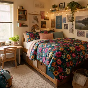 Colorful Wildflower Duvet Cover Set |Twin XL Dorm Bedding