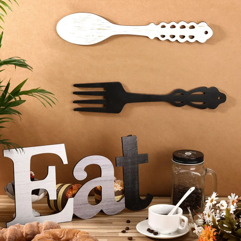 3 Packs Rustic Wood EAT Sign, Fork And Spoon Wall Decor, Decorative  Hanging Eat Letters for Kitchen And Home, Dining Room