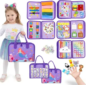 Halloween Gift Montessori Toddler Busy Board – Educational Toy Ages 1-6, Fine Motor Skills Activity, Travel Toy for Airplane & Car, Gift for Boys & Girls