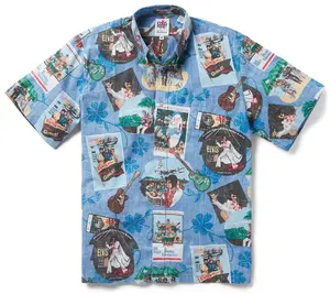 Elvis in Hawaii Hawaiian Shirt, Vintage Rock Hawaiian Shirt – Retro Music Graphic Button Up Shirt, 70s Style Summer Beach Shirt for Men