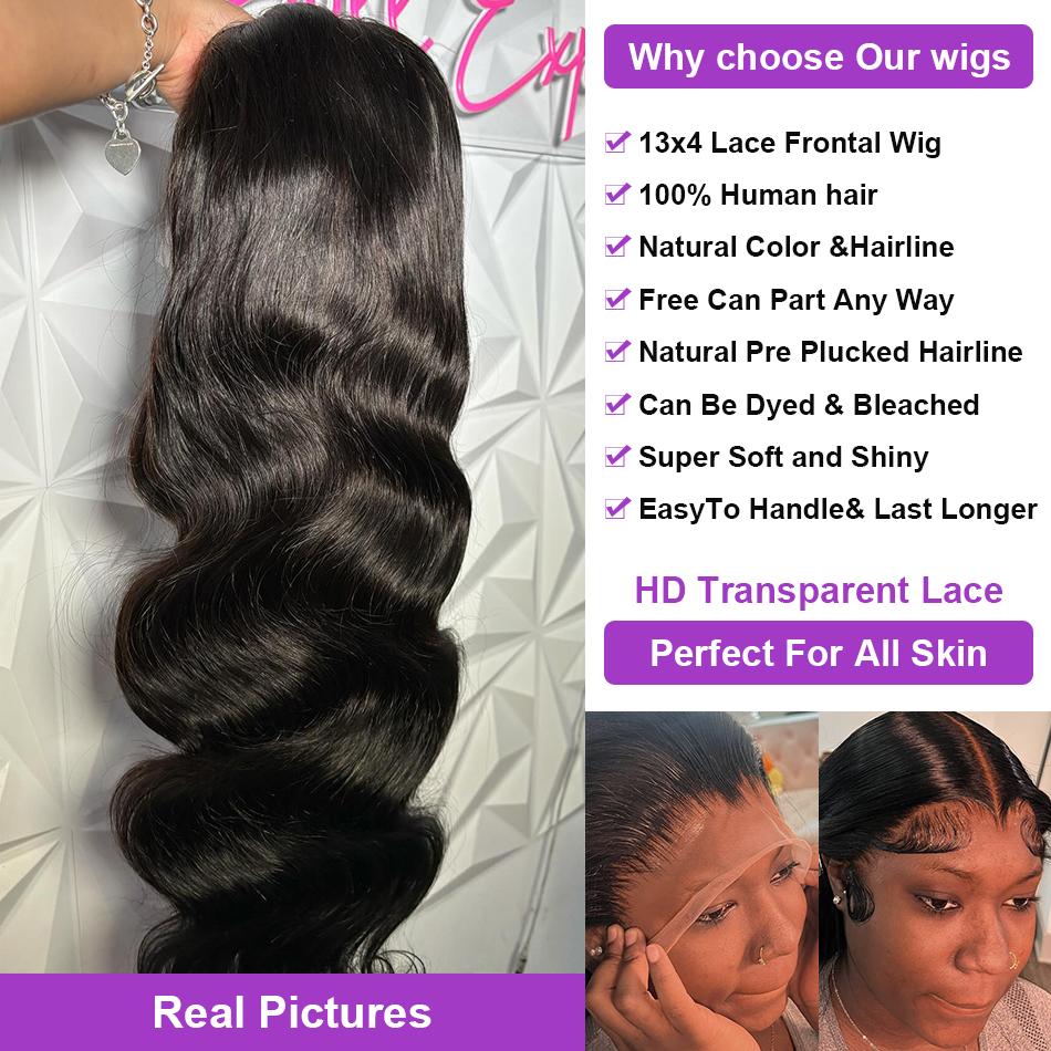Bling Hair Body Wave 13x4 Lace Front Wig Human Hair Wigs Brazilian Hair Pre Plucked 180 Density 13x6 Lace Frontal Wig For Black Women