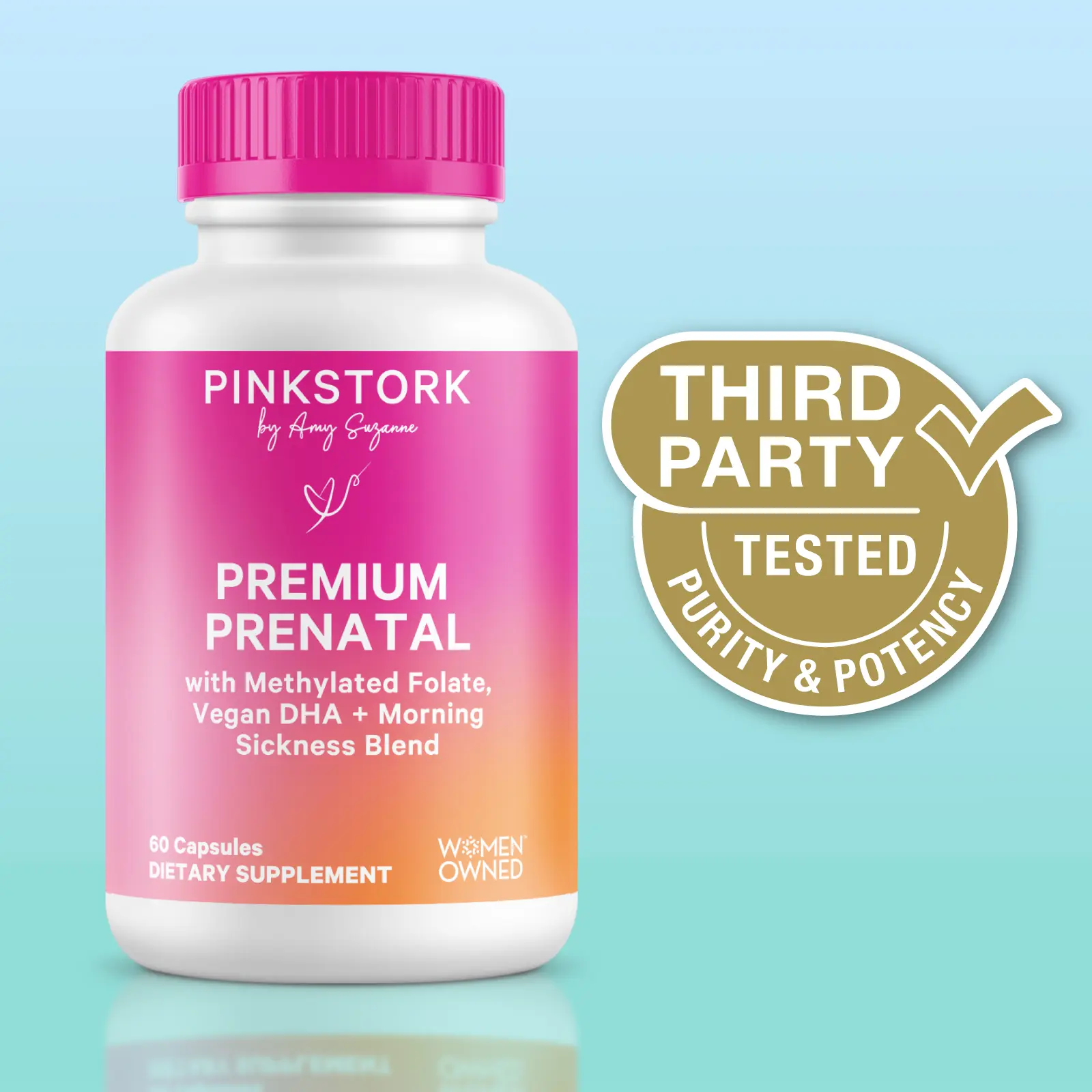 Pink Stork Premium Prenatal Vitamins for Women - with Probiotics + Digestive Health Blend - 1 Month Supply