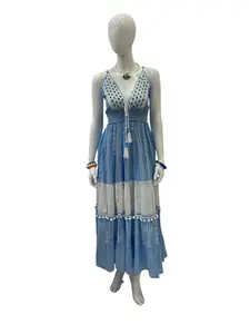 Ariel Denim Sleeveless Boho Maxi Dress