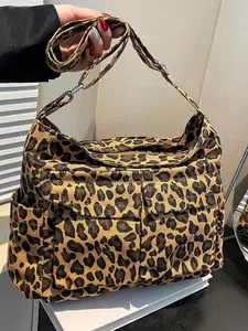 Fashion Leopard Pattern Tote Bag, Large Capacity Shoulder Bag for Women, Casual Trendy Versatile High-quality Daily Commuting Bag, Girl Fashionable Shoulder Bag