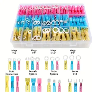 120Pcs Heat Shrink Wire Connectors, Waterproof Automotive Marine Electrical Terminals Kit, Crimp Connector Assortment, Ring Fork Spade Butt Splices, Wiring Kit