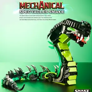 Mechanical Cobra Magnetic Building Block Set, 689PCS Educational Assembly Kit Figures, Battery-Free Buildable Model Figures, Children's DIY Handmade Ornament Collectible Animal Series, Christmas/Boy's Birthday Gift Photo Frame