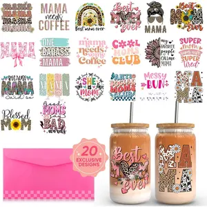 Mama UV DTF Cup Wraps for 16 oz-20 Sheets Mom Theme Cup Wraps, Mama Club UV DTF Decals  Rub on Transfer Stickers for DIY Mug Glasses