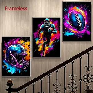 3-Piece Set, Modern Gaming Wall Art Posters, Graffiti-Style Football Canvas Prints, Game Room Decor Posters, Gift for Boys, Frameless