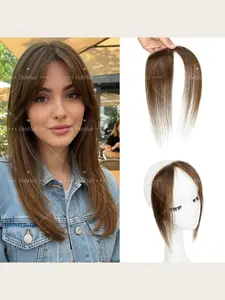 Human Hair Bangs Hairpieces for Women, Natural Straight Side Bangs, Elegant Hair Bangs Extension, Invisible Lace Base, Daily Wear