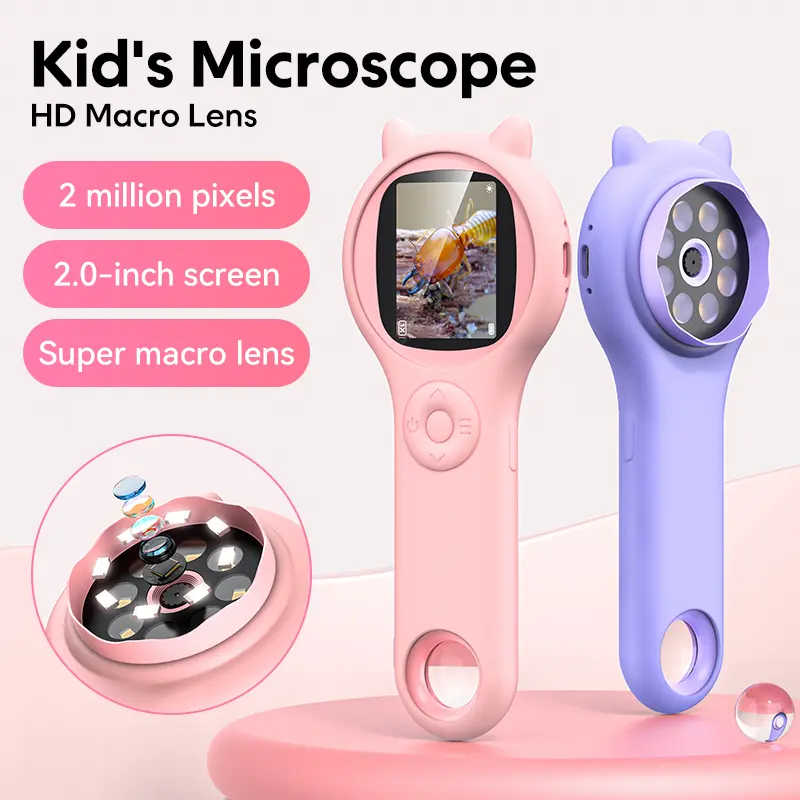 INSKAM Microscope, Mini Pocket Handheld Microscope for Kids, With 2 Million Pixels, 2 Inch IPS Microscope, Educational Toys, Portable USB Rechargeable Microscope, Digital Microscope for Students to Learn, Best Birthday Gift