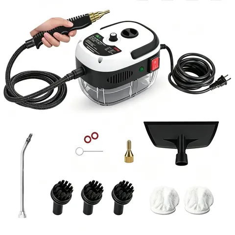 2500W Corded Floor Steamer Cleaner - High-Temperature High-Pressure Compact Flexible Handheld Steam Cleaner for House, Bathroom Cleaning, Fabric Steamer Tools with Crevice Handle, 20-Accessory Kit (US Plug) (Vacuums & Floor Care Home Appliances)