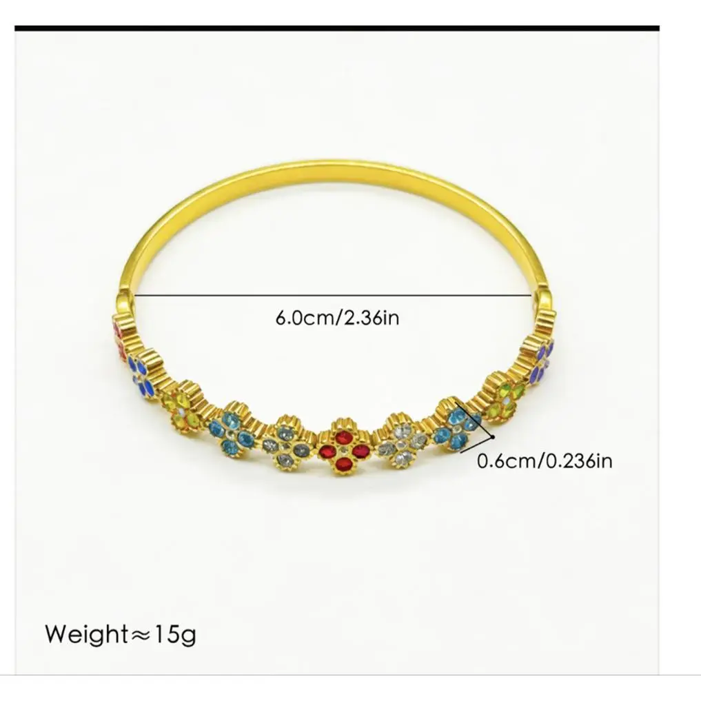 Elegant Floral Bangle Bracelet 6.0cm/2.36in Diameter 0.6cm/0.236in Width 15g Weight Gold Tone Jewelry
