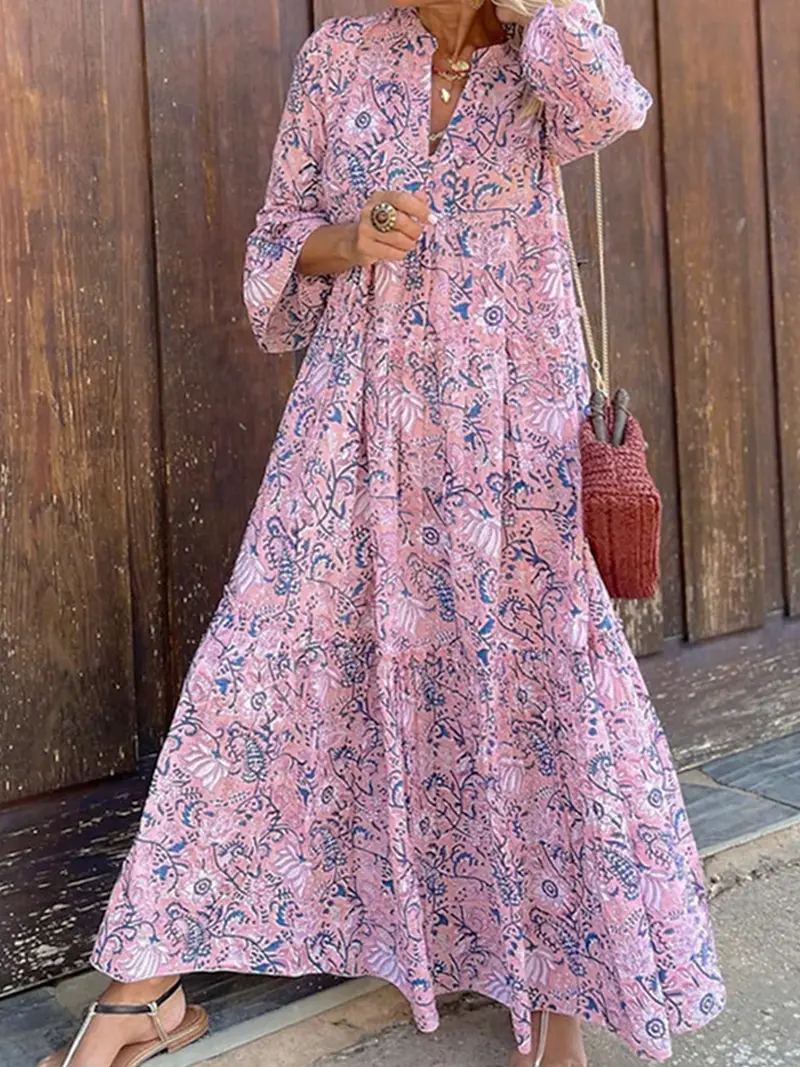 slim fit dress slacks Loose Fit Tiered Holiday Maxi Shirt Dress, Orange Multi – Jolie Moi Retail main image 0