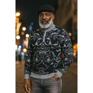 Prestige "Stanley" Half Zip Sweater (Black/Gray) 223