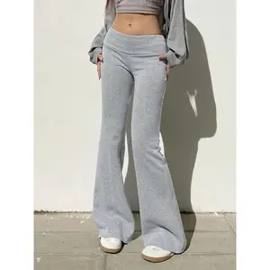 New styleSweetown Gray Slim Low Waist Casual Sweatpants For Black Solid Simple Basic Flared Pants Sports Jogging Trousers