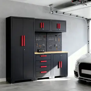 Garage Storage Cabinet System, 6-Pcs Garage Cabinets and Storage System Corner Workshop Set