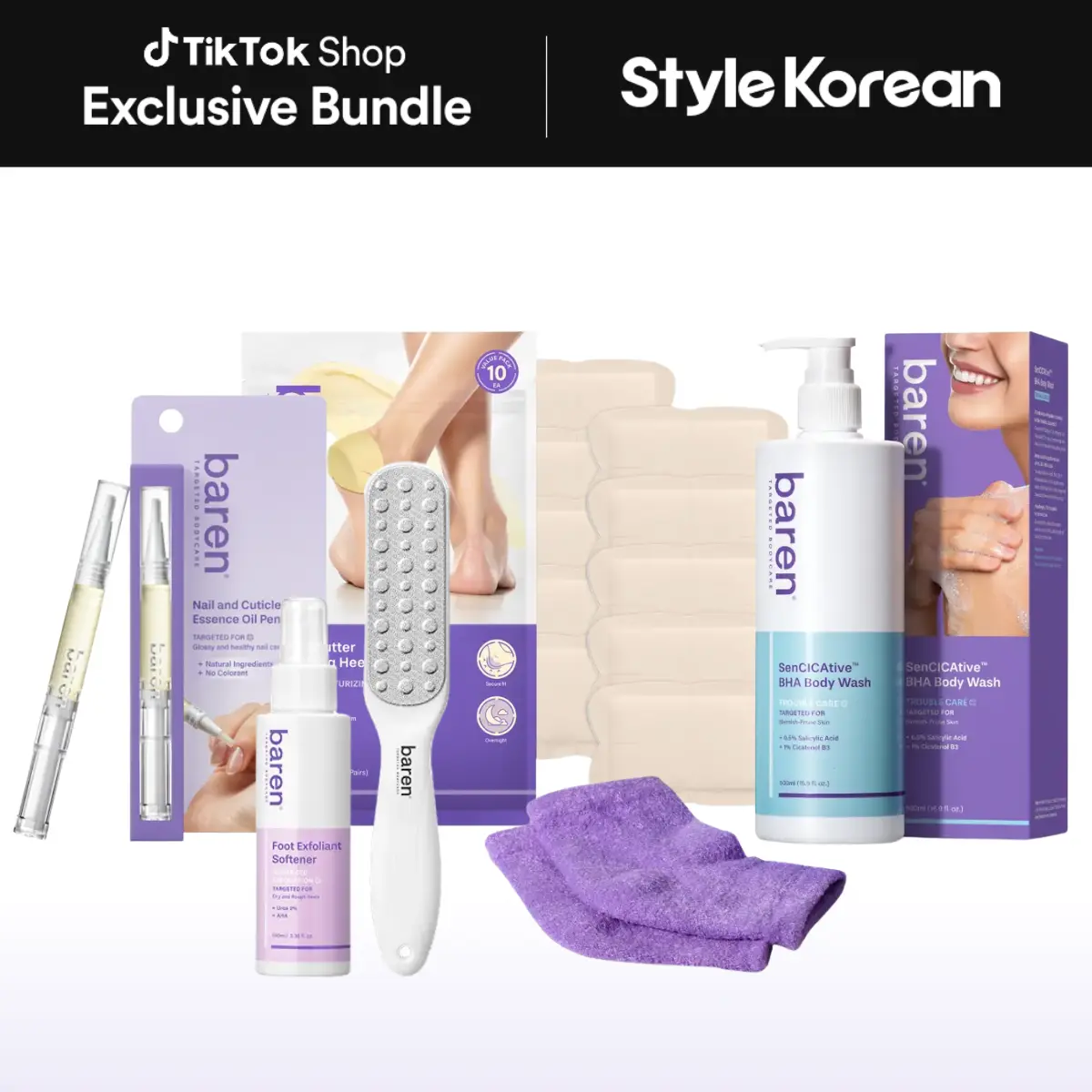 [BAREN] Head-to-Toe Self-Care Bundle | Heel, Nail & Body Care Routine for Soft, Healthy Skin