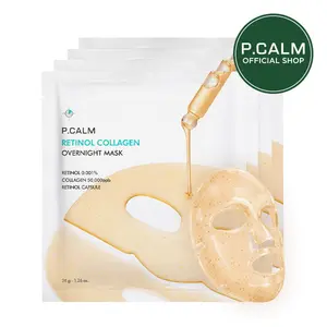 [P.CALM Official] Retinol Collagen Overnight Mask - 4 Hydrogel Masks with Retinol & Collagen for Minimizing Pores, Improve Skin Elasticity & Tone, Korean Glass Skin (36g / 1.26 oz. x 4ea)